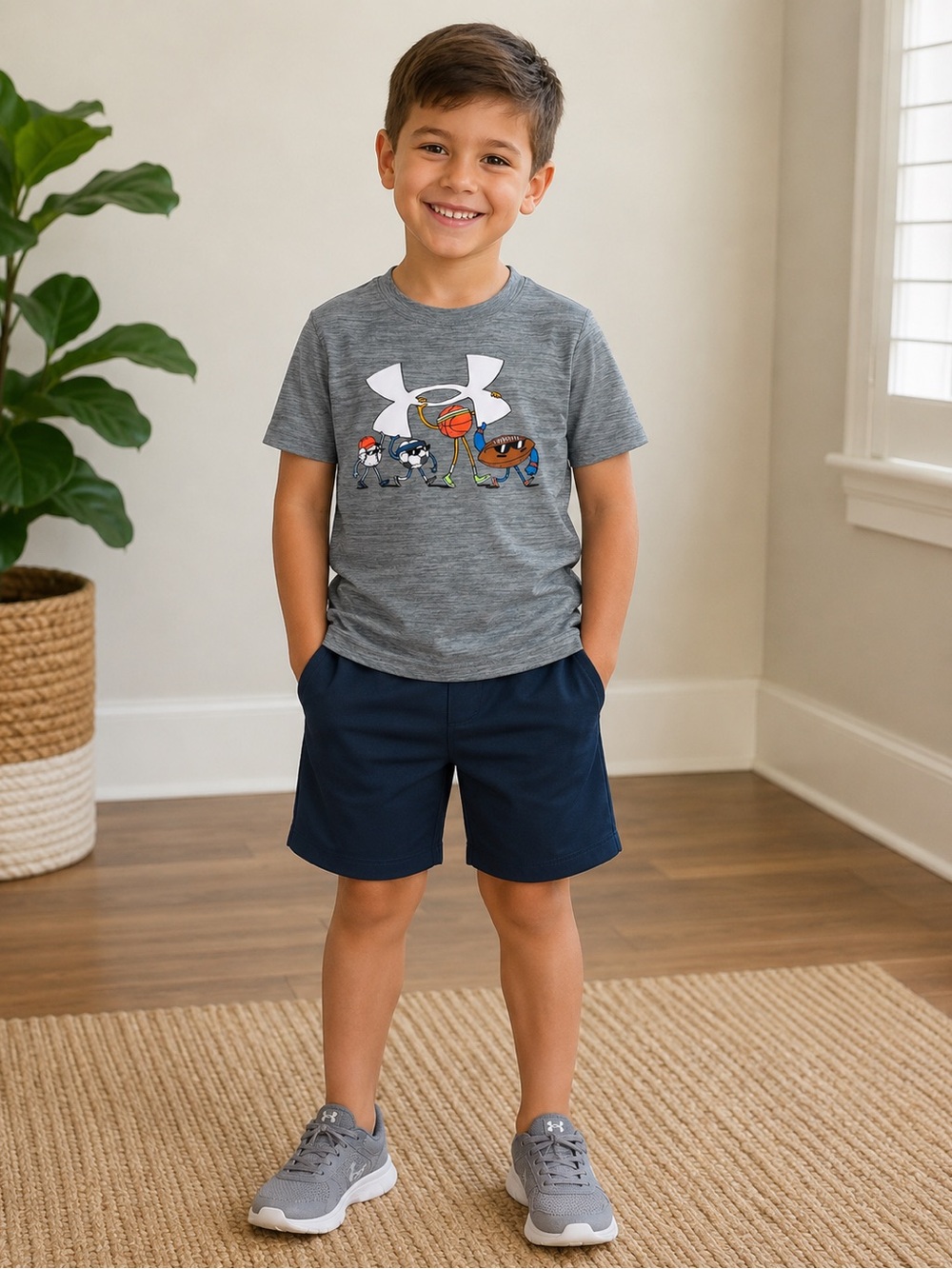 Under Armour Gray Heather Boys' Sports Graphic Tee